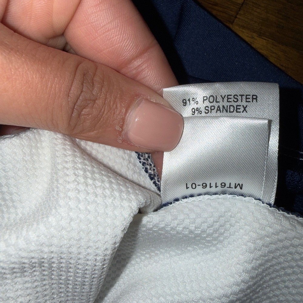 Masters Tech Mens Medium Quarter Zip Pullover White Navy Blue Golf Color Block - Picture 6 of 7